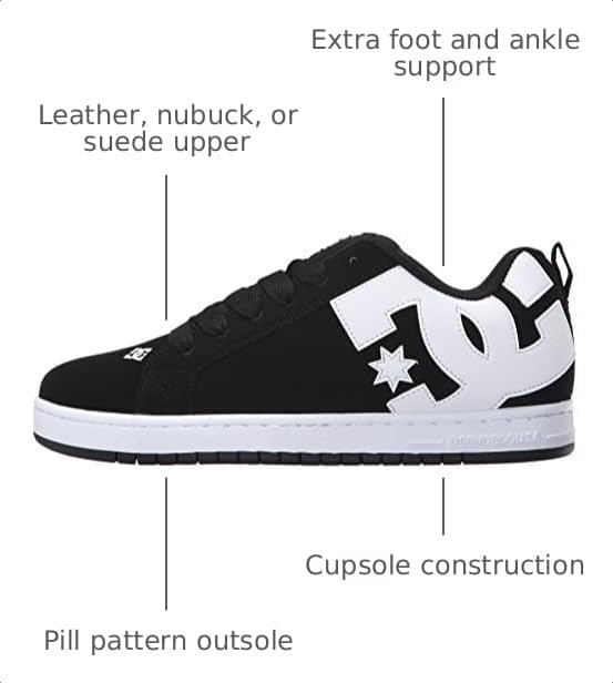 DC Men's Court Graffik Skateboarding Shoe, Black, 9 D US