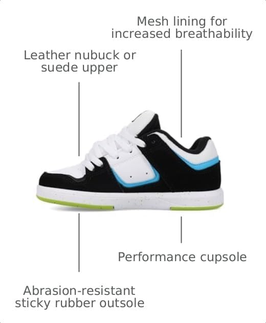 DC Shoes Unisex-Child Cure Black/White/Blue/Green