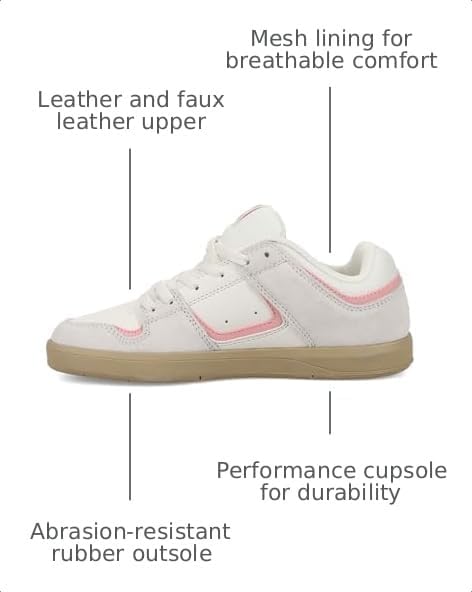 DC Shoes Women's Cure Offwht/Pnk/Gum