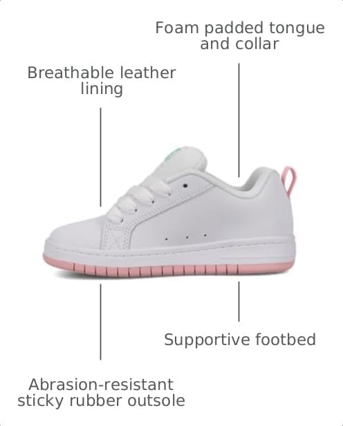 DC Kids Court Graffik Skate Shoe White/Light Pink/Multi