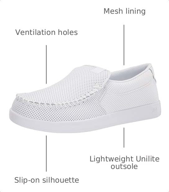 DC Men's Villain Slip On Low Top Slipper Casual Sneaker Shoe White