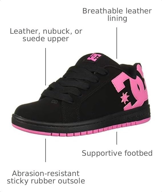 DC Kids Court Graffik Skate Shoe Black/Pink