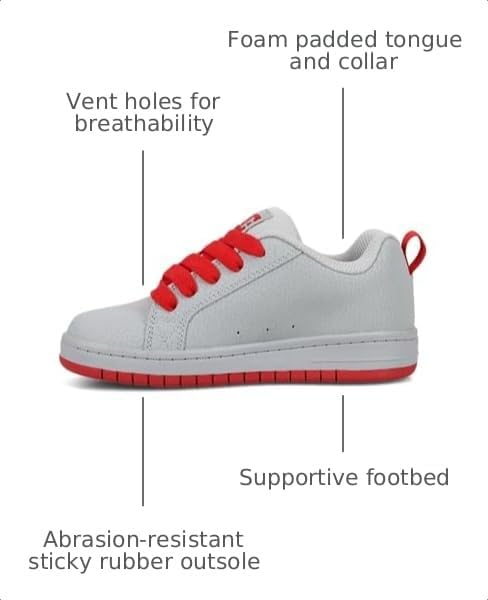 DC Kids Court Graffik Skate Shoe Grey/Red