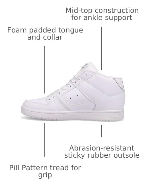 DC Womens Women's Manteca 4 High Top Skate Shoe White/White/Silver
