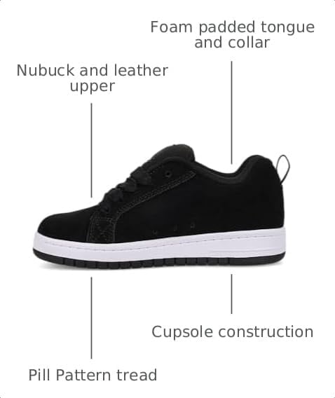 DC Kids Court Graffik Skate Shoe Black/Leopard